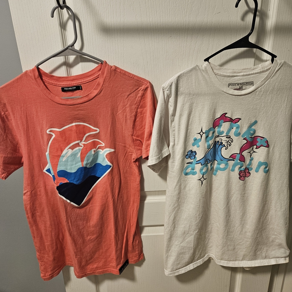 Pink Dolphin Mens T-Shirt Set - Coral and White